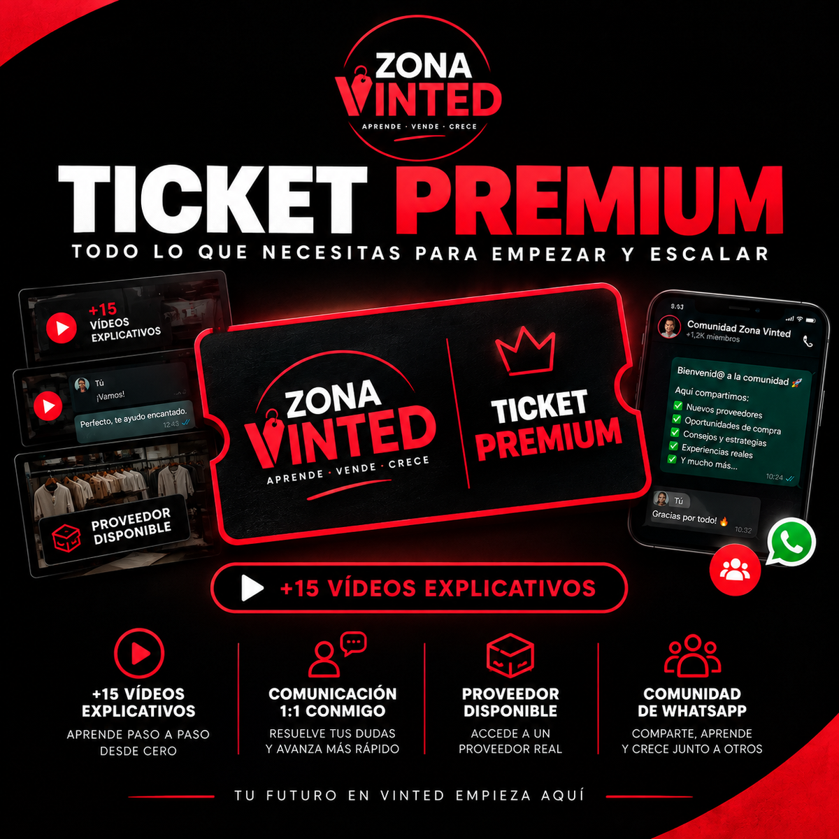 Ticket Premium: Curso Vinted + Mentoría 1:1 y Proveedor